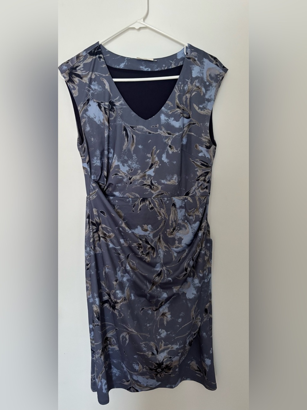 KAFFE Slate Blue Floral Midi Dress - Size Medium